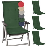 Beautissu 4er Set Gartenstuhlauflage 120x50x6 cm Loft HL Dunkelgrün – Hochlehner Polster Auflage, Sitzpolster & Sitzkissen für Hochlehner Gartenmöbel - Weiche Stuhlauflage mit Schaumkern Füllung