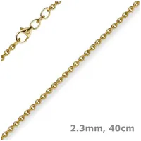 Schmuck Krone Goldkette 2,3mm Rundankerkette aus 585 Gelbgold, 40cm, Gold 585 goldfarben