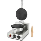 Vertes Hörncheneisen für Eiswaffeln, 24 Stück pro Std., Kegel inkl., regelbar 0°-300°C, Timer, teflonbeschichtet, Gusseisen Edelstahl, 1000W,