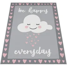 Paco Home Kinderteppich, Spielteppich Für Kinderzimmer, Spruch-motiv Und Wolke, Grau Rosa, cm