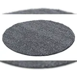 Teppich Waschbar Shaggy Uni Kuschelig Strapazierfähig Schlafzimmer Esszimmer Rund Grau 120x120 cm OEKO-TEX – RHEIN von Kadima Design