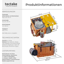 Tectake Picknickkorb Rügen braun 46,50 cm x 30,00 cm x 32 cm
