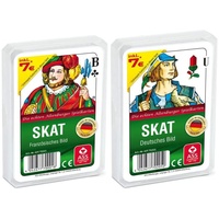 Spielkartenfabrik Altenburg 2er Set aus Skat Französisches Bild und Skat Deutsches Bild Kornblume Kartenspiel im Kunststoffetui