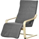 Grauer Massivholz-relaxsessel, 94 X 66,5 X 100 Cm, Mit Verstellbarer Fußstütze Und Abnehmbarem Bezug