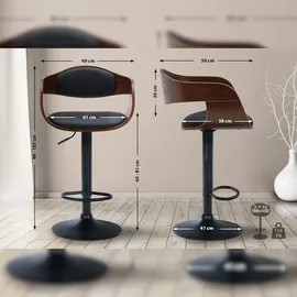 CLP 2er Set Barhocker Kingston, Barstühle gepolstert mit Kunstleder oder Stoffbezug, Tresenstühle höhenverstellbar