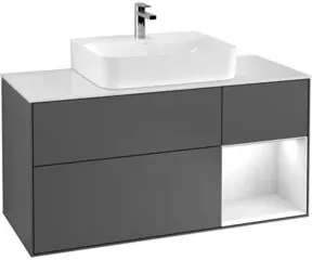 V&B Waschtischunterschrank Wandbeleuchtung Finion 120cm, Pl b m, Rg r g w Lac, si Gr m Lac