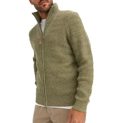 Herren Strick-Jacke Übergangs-Jacke mit Stehkragen Freizeit-Jacke Große Größen 977069 Olivgrün - 68/70