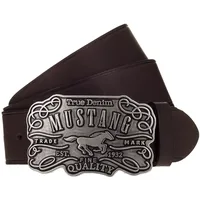 Mustang Ledergürtel Herren Leder schwarz/braun 100 cm