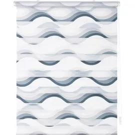 K-HOME Doppelrollo Wellen Design 90 x 150 cm grau/weiß