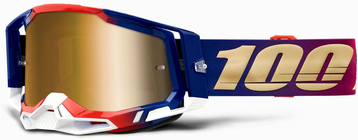 100 Percent Racecraft 2 United S22, lunettes de soleil miroir - Rouge/Blanc/Bleu Or Réfléchissant