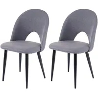 Mendler 2er-Set Esszimmerstuhl HWC-D73, Stuhl Küchenstuhl, Stoff/Textil ~ dunkelgrau