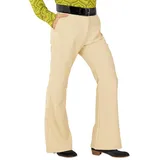 shoperama 70er Jahre Retro Herren Hose mit und ohne Muster Disco Kostüm Siebziger Schlager, Größe:S/M, Farbe:Beige - S-M