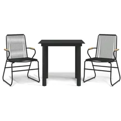 vidaXL 3-tlg. Garten-Essgruppe Schwarz PVC Rattan
