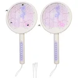 Infactory 2in1-Akku-Insektenvernichter & Fliegenklatsche mit UV-LEDs 2 St.