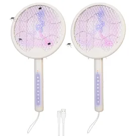 Infactory 2in1-Akku-Insektenvernichter & Fliegenklatsche mit UV-LEDs 2 St.