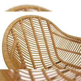 Mendler Esszimmerstuhl HWC-M28, Küchenstuhl Korbstuhl Rattansessel Rattanstuhl Stuhl, Kubu Rattan Metall