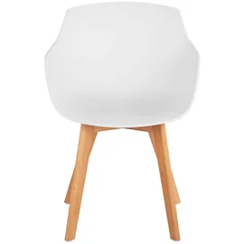 FROMM & STARCK Stuhl 2er Set Lehnstuhl weiß Kunststoff Holzbeine Buche bis 150 kg Designstuhl