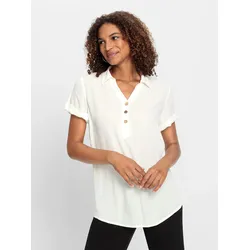 Schlupfbluse CASUAL LOOKS, Damen, Gr. 48, beige (ecru), 100% Viskose, unifarben, Kurzarm, Blusen