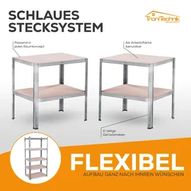 Tronitechnik Schwerlastregal Holz 40 x 90 x 180 cm silber