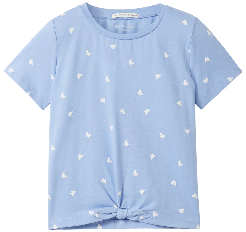 TOM TAILOR Mädchen T-Shirt mit Bio-Baumwolle, blau, Allover Print, Gr. 116/122