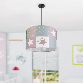 Paco Home Pendelleuchte Cosmo 345, ohne Leuchtmittel, Kinderlampe Deckenlampe LED Kinderzimmer Lampe Sternen Motiv E27 schwarz