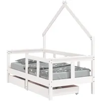 vidaXL Kinderbett mit Schubladen 80 x 200 cm Kiefer massiv weiß