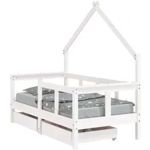 vidaXL Kinderbett mit Schubladen 80 x 200 cm Kiefer massiv weiß
