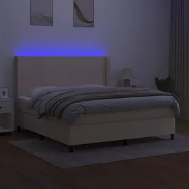 vidaXL Boxspringbett mit Matratze & LED Creme 180x200 cm Stoff