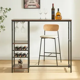 [en.casa] Bartisch Stjørdal 120 x 40 x 105 cm Schwarz/Walnussoptik