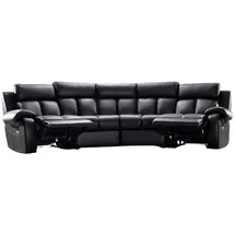 Salottini Eckcouch Leder 3-Sitzer Schwarz