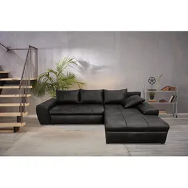 luma-home Eckcouch Leder 2-Sitzer Schwarz
