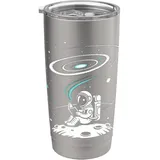 Moonlit Reader Astronaut, Retro-Weltraumbuchliebhaber Doppelwandiger Edelstahl-Thermobecher