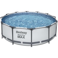 BESTWAY Steel Pro Max Frame Pool  Set 366 x 100 cm lichtgrau inkl. Filterpumpe