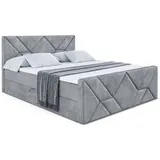altdecor Boxbett, Grau, Holzwerkstoff, H3 Höhe ca. 20 cm 140x200 cm, Schlafzimmer, Betten, Boxspringbetten