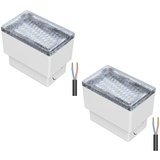 ledscom.de 2 Stück LED Pflasterstein Bodeneinbauleuchte CUS für außen, IP67, eckig, 8 x 5cm, warmweiß