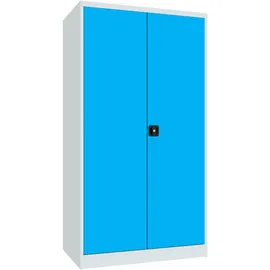 Pavoy Schwerlastschrank, Trennwand, 6 Fachböden a 120 kg, 4 Schubladen, RAL 7035/5012