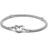 Pandora Armband mit Infinity Herzverschluss aus Sterlingsilber in der Farbe Silber, 925 Nietenkette, 20 cm