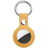 Ainiv Schutzhülle für Apple Airtags, gelbes PU-Leder-Schlüsselanhänger, Halterung, Hunde- und Katzenhalsband-Tracker, Locator