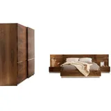 JVmoebel Schlafzimmer-Set Schlafzimmer Set Kleiderschrank Schrank Nachttische Bett 4tlg., (4-St., 1x Bett + 2x Nahcttische + 1x Kleiderschrank), Made in Europa braun