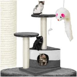 tectake® Kratzbaum, 71 cm, mit Katzenhaus, inklusive Spielmaus