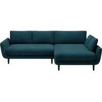 DOMO-HOME Ecksofa mit Schlaffunktion SOLANO – Elegantes Skandinavisches Ecksofa 260x167cm| Bettkasten und Holzbeinen für Komfort und Stil | Hoch... - Dunkelblau