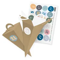 itenga Adventskalender Geschenktüte Braun 14cm Verschluss Zahlensticker Pastell