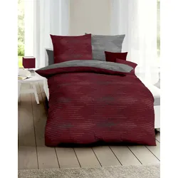 Wendebettwäsche KAEPPEL "Ikat", rot (rubin), B/L: 155cm x 220cm, , Mako-Satin, B/L: 80cm x 80cm, Mako-Satin, Obermaterial: 100% Baumwolle, Bettwäsche, angenehm wärmend