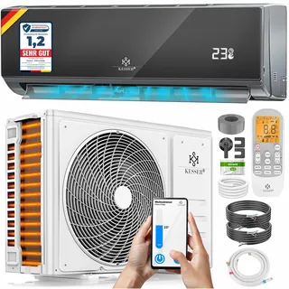 KESSER® Klimaanlage Set Split - mit WiFi/App Funktion Klimagerät - Kühlen A++/ Heizen A+ - 9000 BTU/h (2.600 Watt) Sehr Leise, Kältemittel R32 - Fernbedienung, Timerfunktion - Inkl. Montagematerial