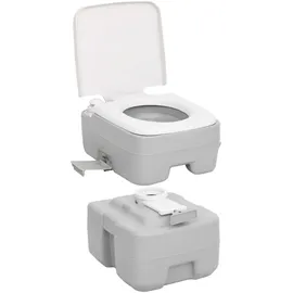 vidaXL Camping-Toilette Tragbar Grau und Weiß 20+10 L HDPE