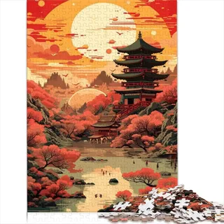 1000 Teile Puzzle für Erwachsene Vintage Japan Landschaften Puzzle Holzpuzzle für Teenager Lernspiele für Erwachsene und Kinder 1000 Teile (50 x 75 cm)