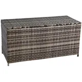 Estexo Polyrattan Auflagenbox Kissenbox Gartenbox 114 cm Aufbewahrungsbox Beige-Braun