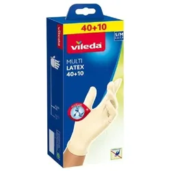 Vileda Einweg-Multi-Latex-Handschuhe, S/M, Packung mit 50 Stück, 18007