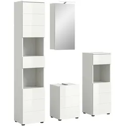 Ebuy24 Vira Badmöbelset 5 Teile inkl. Beleuchtung weiß Hochglanz, weiß.