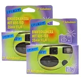 2X 1A PHOTO PORST Einwegkamera Edition Spirit in grün, bunt, mit Blitz, Batterien und Film (2er Pack, je 27 Aufnahmen)